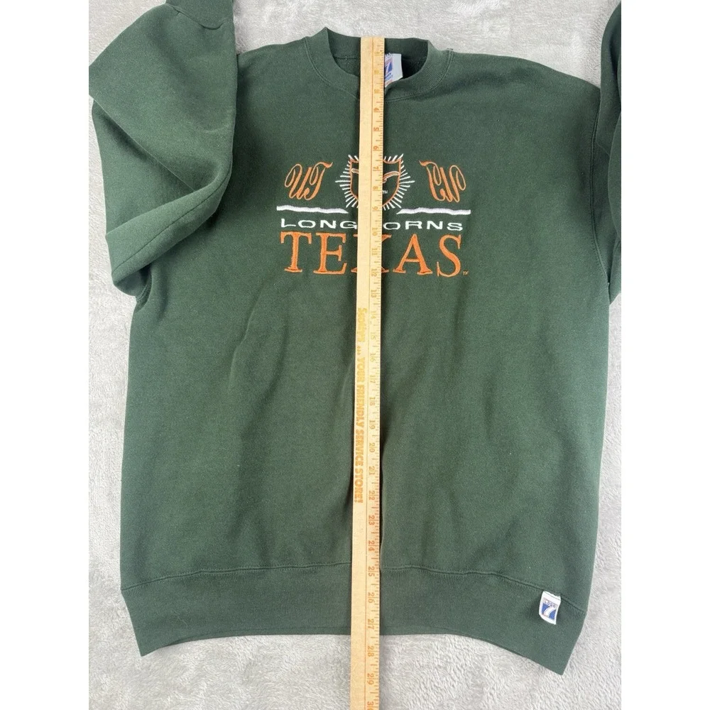 Vintage Texas Longhorns Sweatshirt XL Logo 7 Heavyweight Made USA Green NCAA